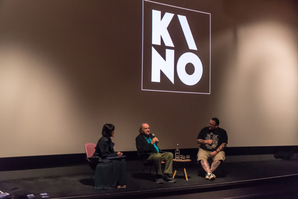 Albert Ihde and Ellen Pasternack on stage at KINO Rotterdam for a Q&A after the sold-out screening of Bluegrass Country Soul, July 2025.(photo by Johannes Odé)
